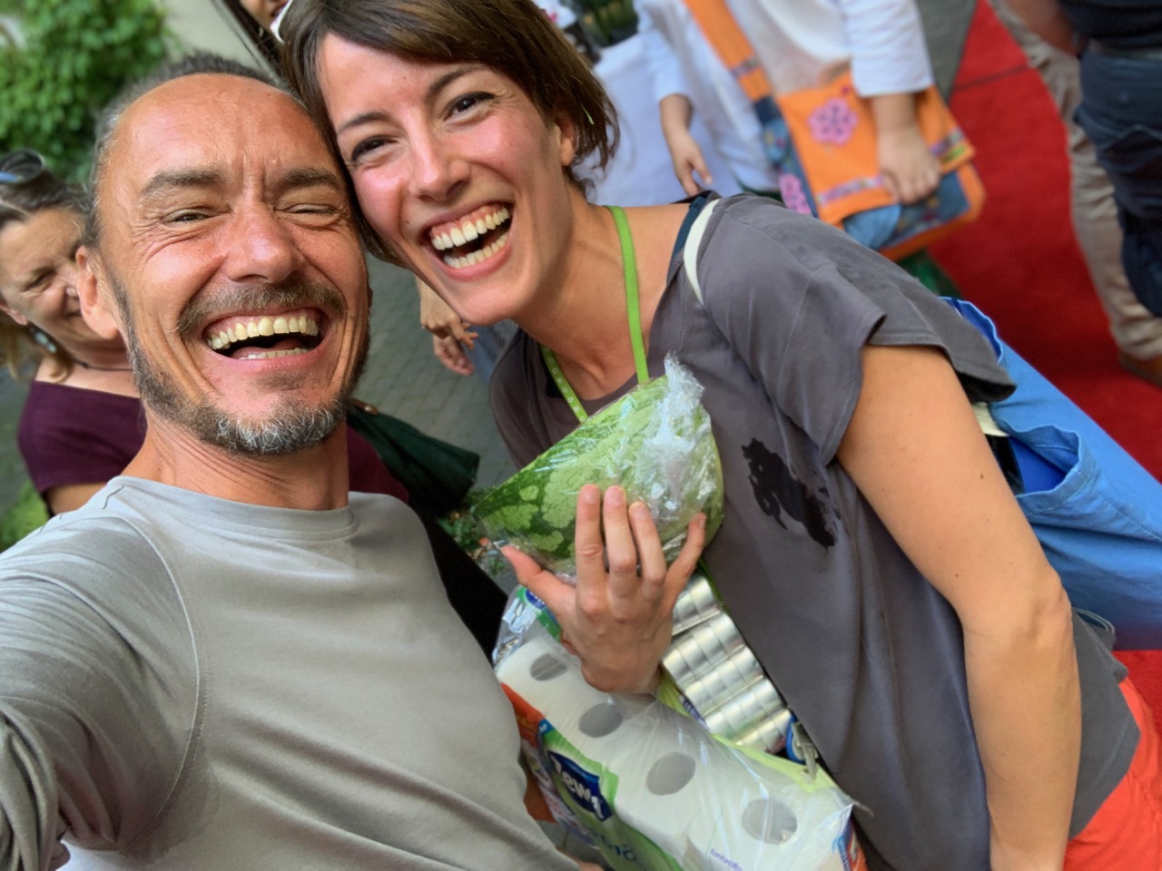 Group of colleagues and friends enjoying conversations at the Sommerfest